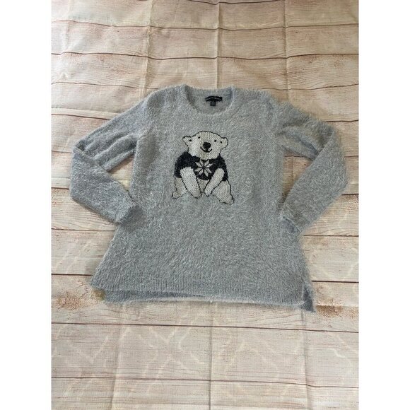 French Laundry Women's Grey Soft Polar Bear Long Sleeve Sweater - Large - Picture 5 of 12
